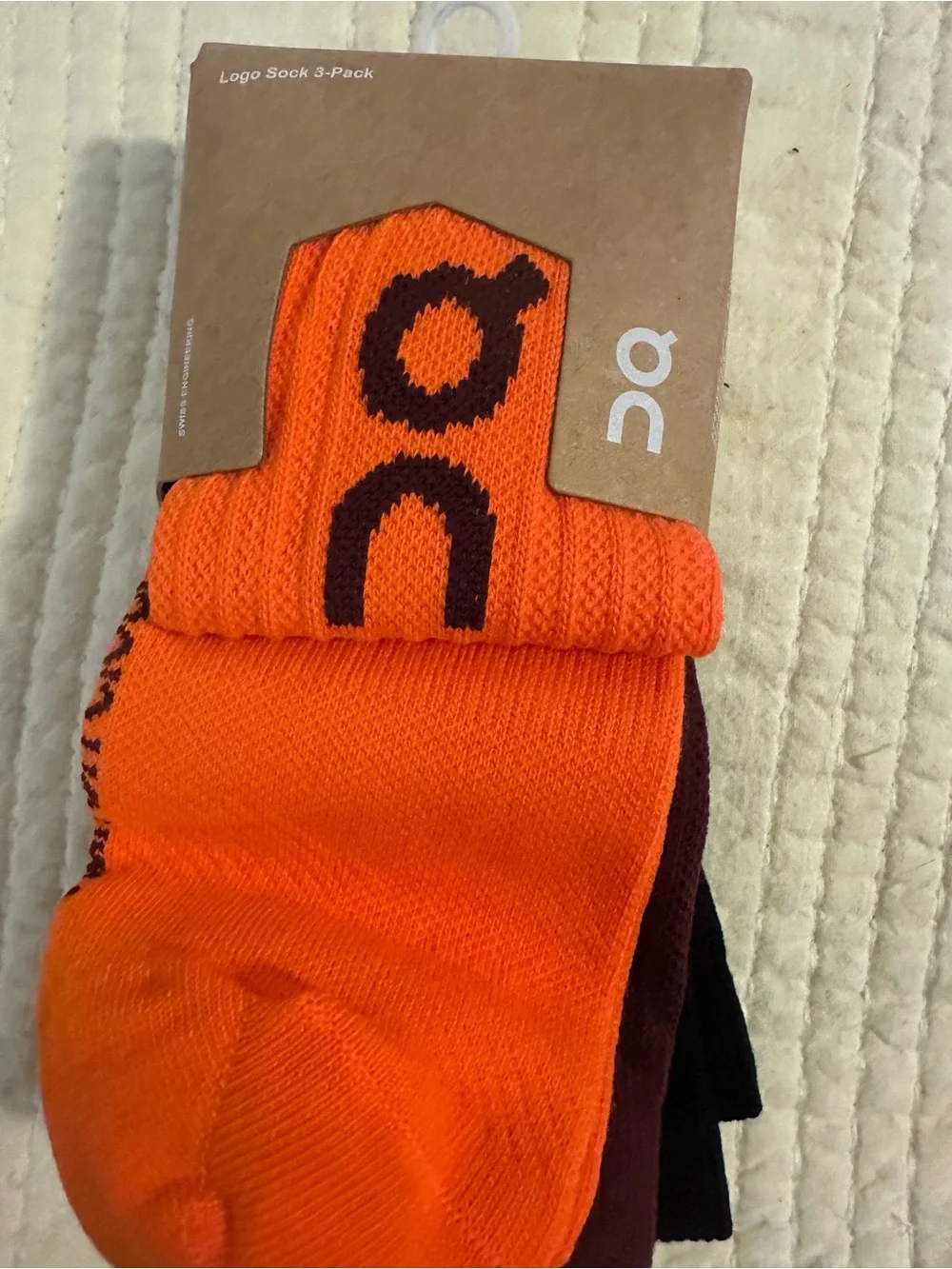 Men's 3-Pack Large Casual Crew Socks in Black, Maroon, and Orange